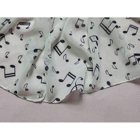 Music Bumblebees Music Fashion Lady Musical Note Chiffon Neck Scarf Shawl Muffler Scarves Black, White, Latte or Pink
