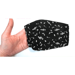 Music Themed Face Mask Cover - Black and White with Music Notes
