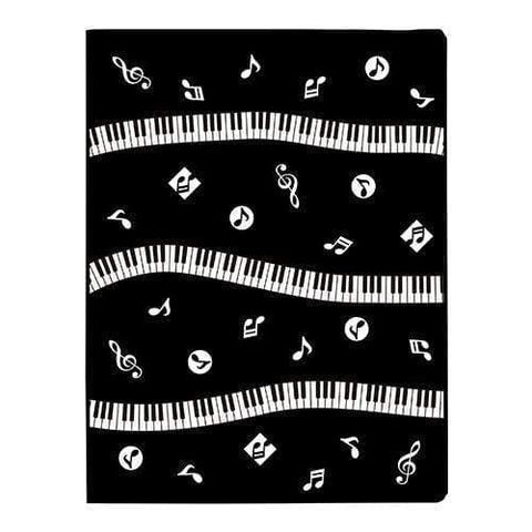 Image of Music Bumblebees Music Folder A4 Clear Display Folder (40 pockets) - Music Score & Keyboard Black