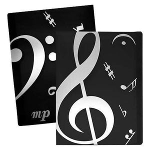 A4 Clear Display Music Folder (20 pockets) - Black with Big G Clef