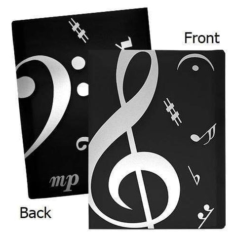Music Bumblebees Music Folder A4 Clear Display Music Folder (20 pockets) - Black with Big G Clef