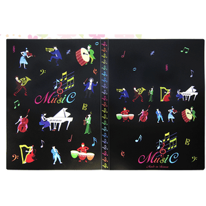 A4 Clear Display Music Folder (20 pockets) - Black with Colourful Musicians