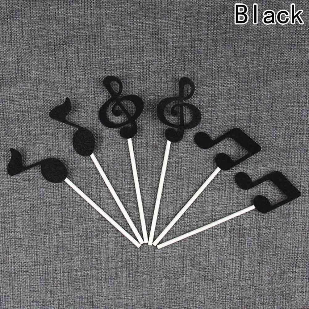 Music Bumblebees Music Gifts,For Teachers Silver Music Notes Sticks for Cakes Cupcake Decorations - pack of 6