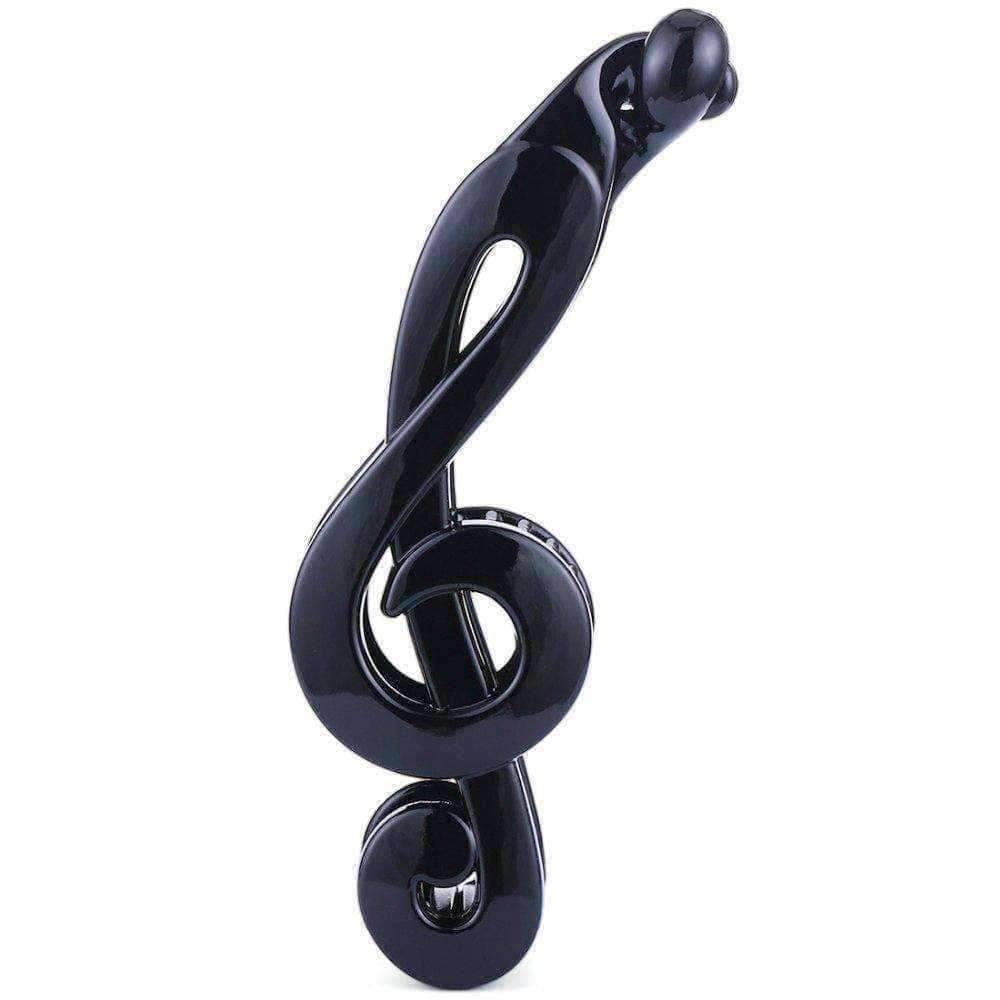 vendor-unknown Music Gifts G Clef/Treble Clef Music Note Black Large Hair Clip
