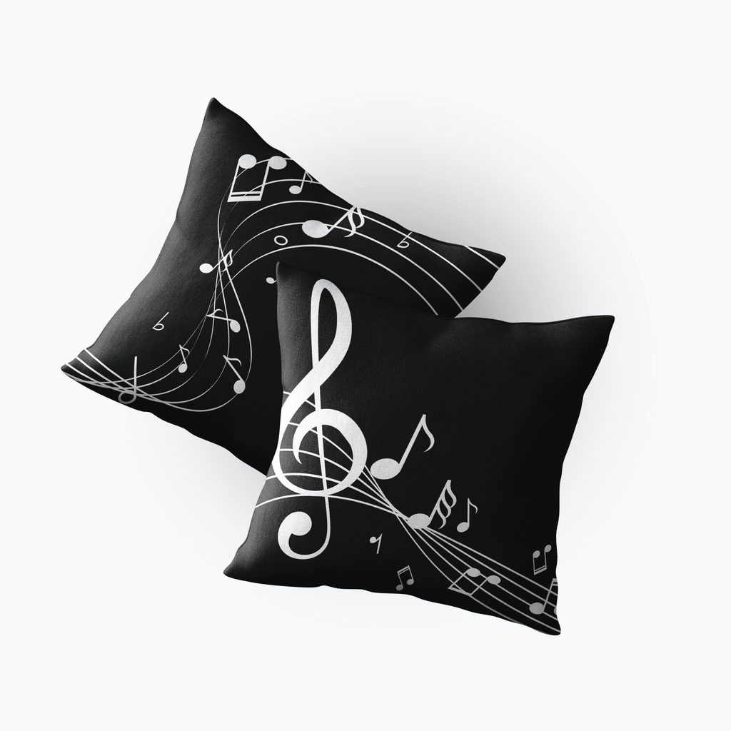 Music Bumblebees Music Gifts, Music Household Items, Music Aprons Music Themed Cushion Cover - Black and White