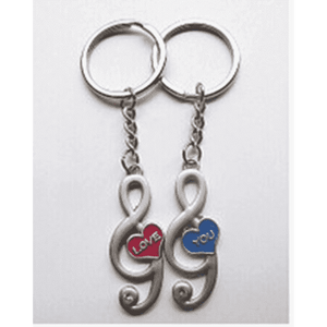 Music Themed Keyring - Love you (Set of 2 with gift box)