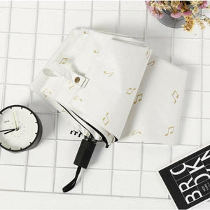 Music Themed Musical Notes Black and White Retractable Umbrella