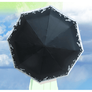 Musical Notes Folding Umbrella Black