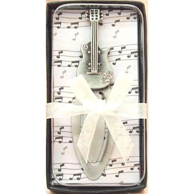 Music Music Gifts Pewter Guitar Bookmark with Crystals