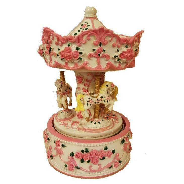Music Bumblebees Music Gifts Pink and White Musical Carousel Merry-Go-Round
