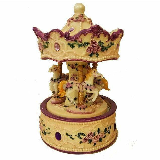 Music Bumblebees Music Gifts Purple and White Musical Carousel Merry-Go-Round
