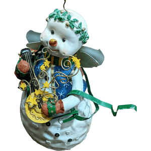 Snow Angel Holding Banjo Figurine