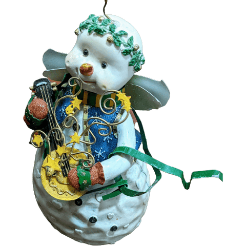 Image of Music Bumblebees Music Gifts Snow Angel Holding Banjo Figurine