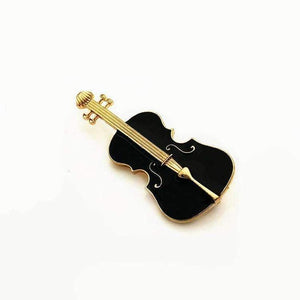 Chic Black & Gold Violin Brooch - Elegant Enamel Music Pin | Gift for Classical Musicians