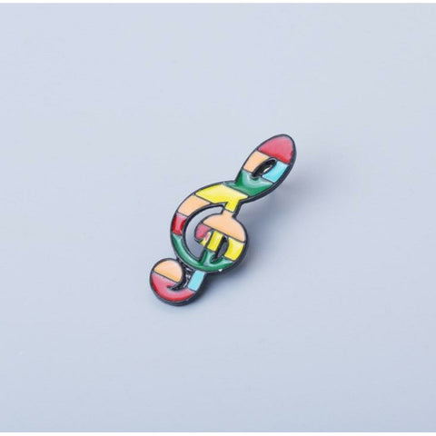 Image of Music Bumblebees Music Jewellery C Clef Rainbow Music Notes Brooch / Pin - Music or G Clef