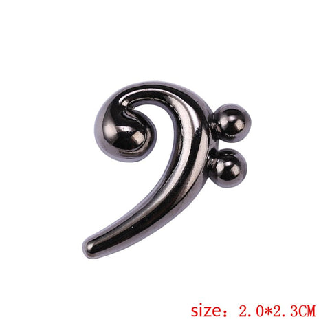 Image of Music Bumblebees Music Jewellery F Clef / Bass Clef Brooch / Pin - Metal Dark Silver