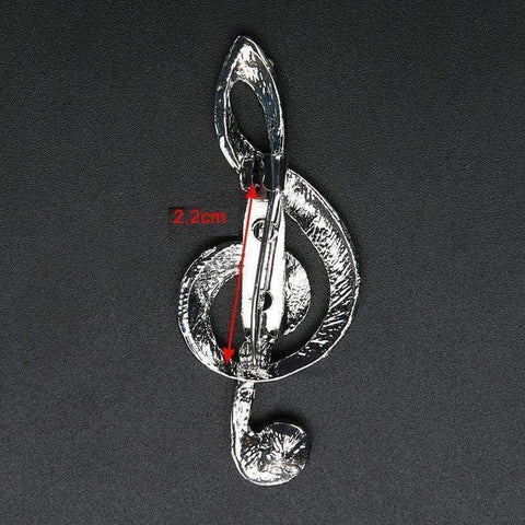 Music Bumblebees Music Jewellery G Clef / Treble Clef Brooch / Pin - Silver with Crystals