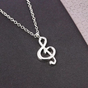 Music Bumblebees Music Jewellery G Clef / Treble Clef Music Note Necklace Silver - Music Gift