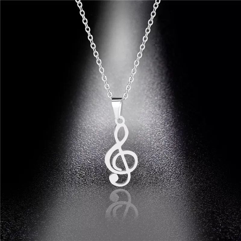 Dainty Musical Note Pendant Necklace with Diamond in Solid Sterling Si |  Takar Jewelry