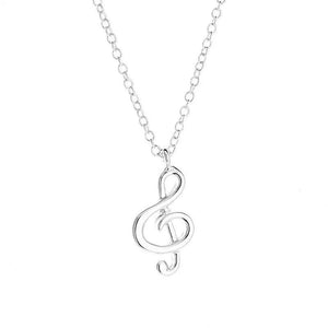 G Clef / Treble Clef Music Note Necklace Silver - Music Gift
