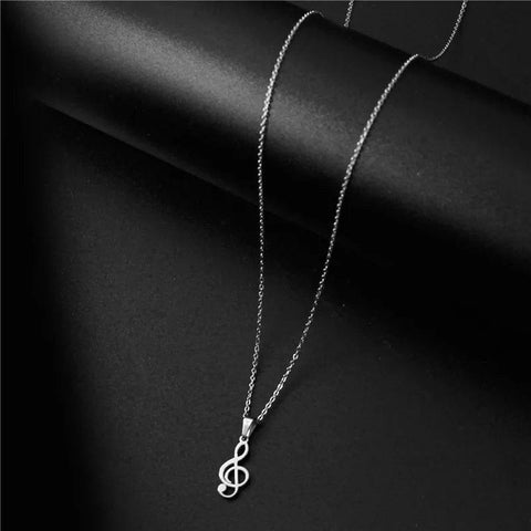 Image of Music Bumblebees Music Jewellery G Clef / Treble Clef Music Note Necklace Silver - Music Gift