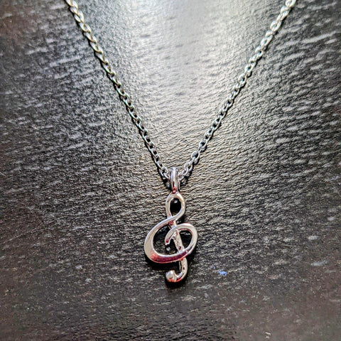 Image of Music Bumblebees Music Jewellery G Clef / Treble Clef Music Note Necklace Silver - Music Gift