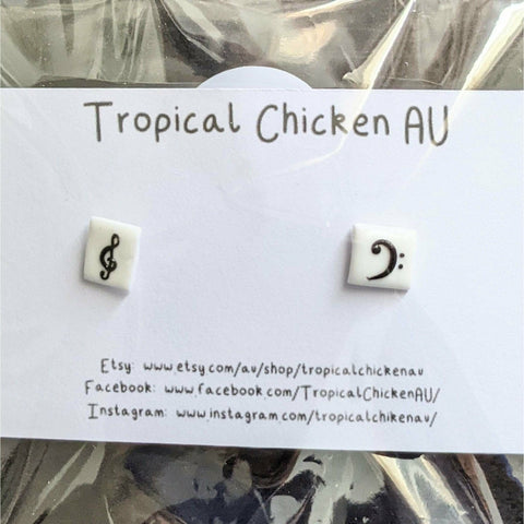 Image of Music Bumblebees Music Jewellery Handmade Music Themed Earrings - Tropical Chicken