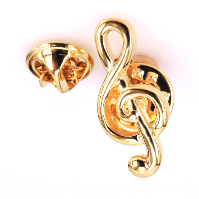 Music Bumblebees Music Jewellery Metal G Clef / Treble Clef Brooch / Pin - Gold or Silver