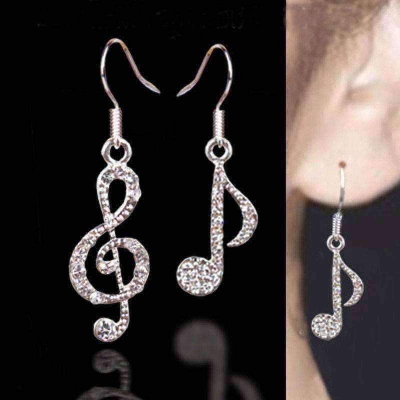 Music Bumblebees Music Jewellery Music Note Silver Plated Earrings - G Clef and Quaver