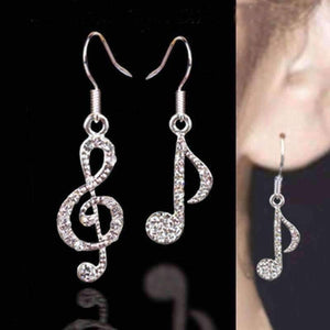 Music Note Silver Plated Earrings - G Clef and Quaver