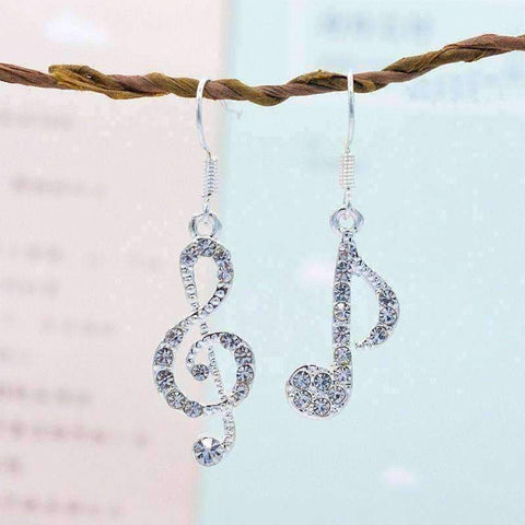 Image of Music Bumblebees Music Jewellery Music Note Silver Plated Earrings - G Clef and Quaver