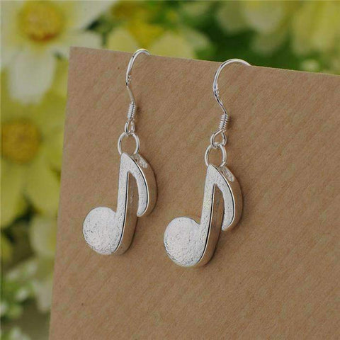 Image of Music Bumblebees Music Jewellery Music Note Silver Plated Earrings - Quaver