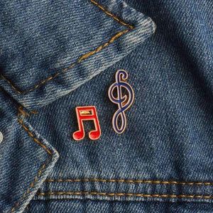 Fun Music Note & G Clef Enamel Pins (Set of 2) - Colourful Musical Jewellery | Gift for Music Lovers