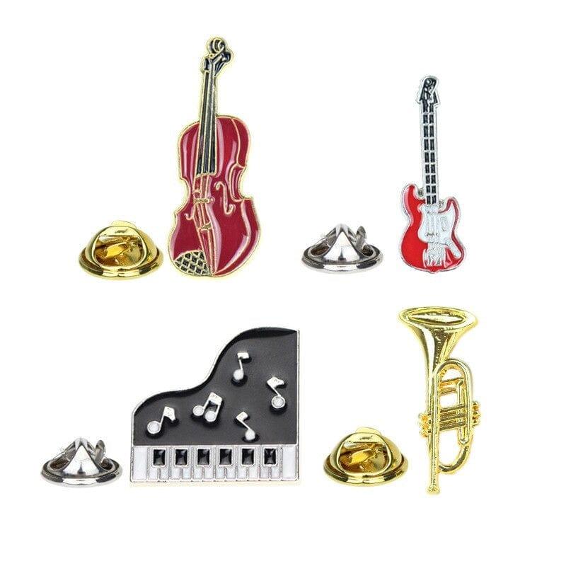 Musical Instrument Pins/Brooches - Piano, Violin, Electric Guitar and ...