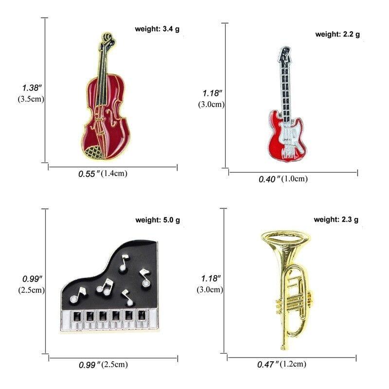 Musical Instrument Pins/Brooches - Piano, Violin, Electric Guitar and ...