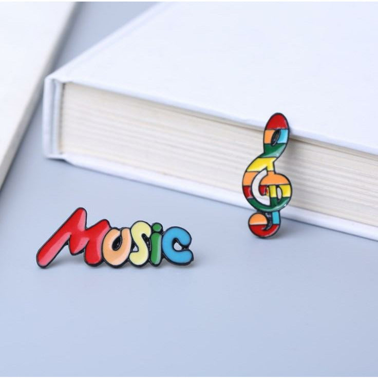 Music Bumblebees Music Jewellery Rainbow Music Notes Brooch / Pin - Music or G Clef