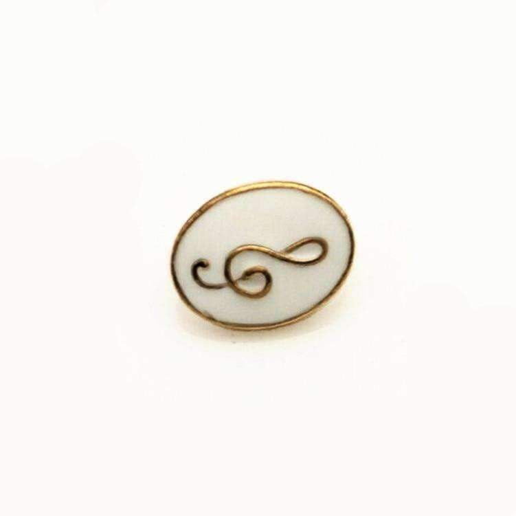 Music Bumblebees Music Jewellery Round G Clef / Treble Clef Brooch / Pin - Music Gift