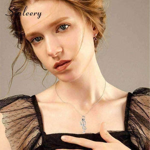 Treble Clef and Beamed Semiquaver Music Notes Necklace Silver with Crystals- Music Gift