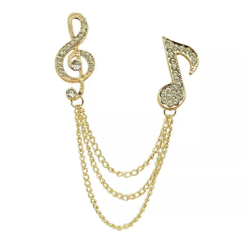 Image of Music Bumblebees Music Jewellery Treble Clef and Quaver Brooch / Pin - Gold Colour