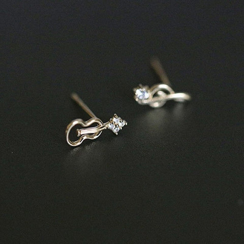 Image of Music Bumblebees Music Jewellery Treble Clef and Violin/Cello Earrings with Sparkles