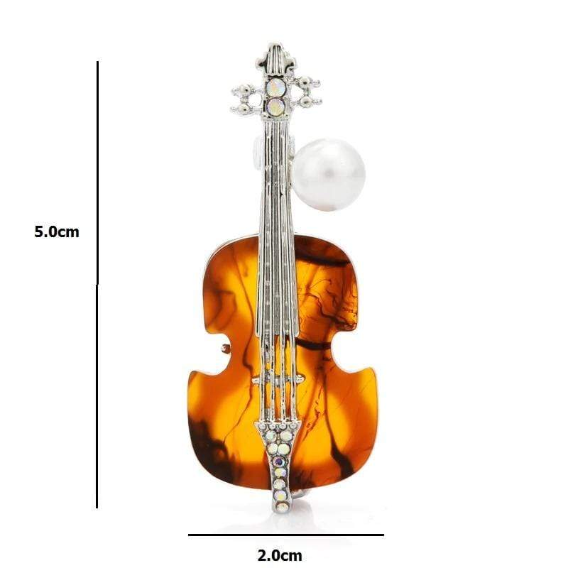 Music Bumblebees Music Jewellery Violin Brooch / Pin with Crystal and Pearl