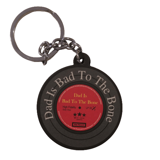 Music Bumblebees Music Keyrings Vinyl Record Keyring - Favourite Dad "Dad Is Bad To The Bone"