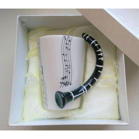 Image of Music Bumblebees Music Mug Music Themed Mug with Clarinet Handle