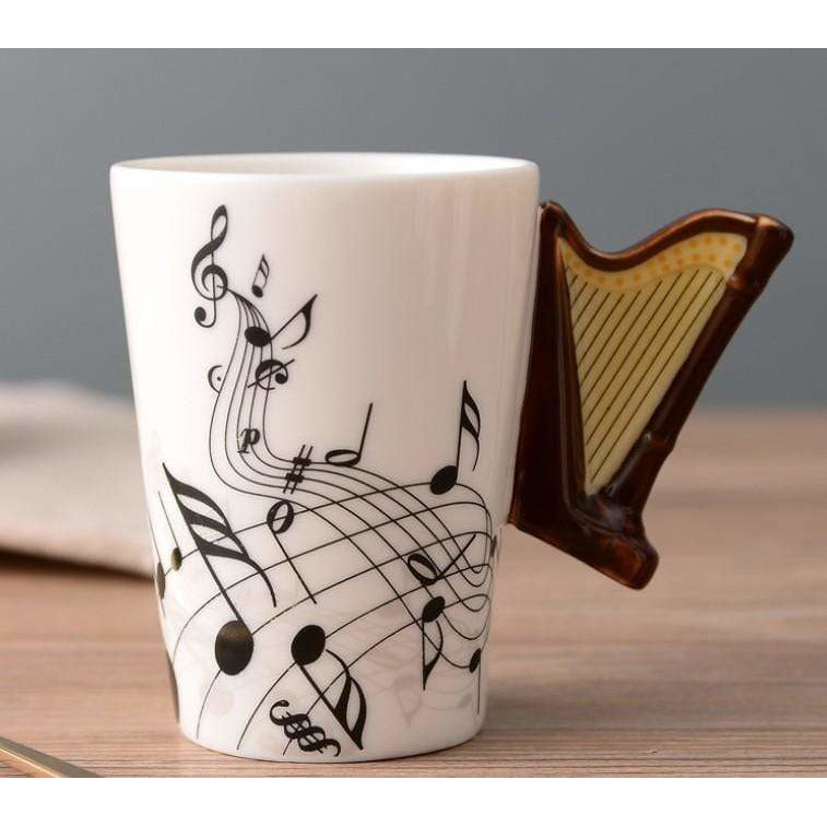 Music Bumblebees Music Mug Music Themed Mug with Harp Handle