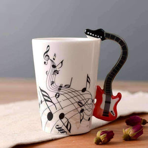 Music Bumblebees Music Mug Red Electric Guitar Music Themed Mug with Electric Guitar Handle