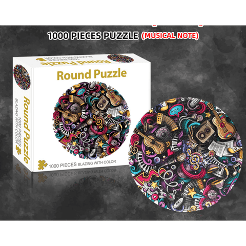 1000-Piece Music Themed Round Jigsaw Puzzle