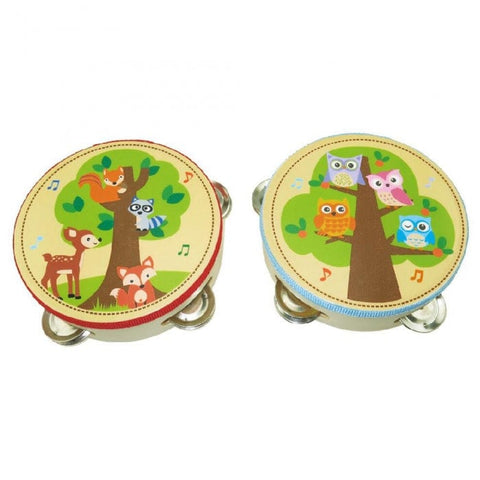 Image of Toyslink Music Party Needs Children Wooden Tambourine - Unicorn, Forest Animals or Owls