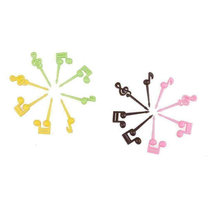 Music Themed Fruits Party Forks/Picks - Set of 16 with 4 colours music notes
