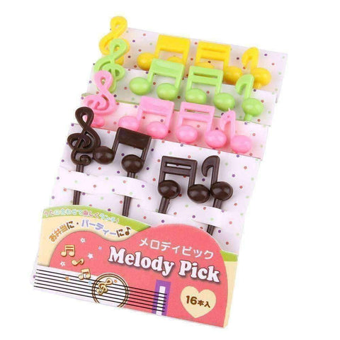 Image of Music Bumblebees Music Party Needs Music Themed Fruits Party Forks/Picks - Set of 16 with 4 colours music notes