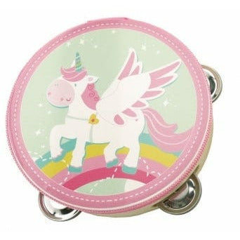 Image of Toyslink Music Party Needs Unicorn Children Wooden Tambourine - Unicorn or Forest Animals